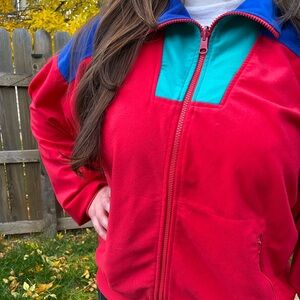 Vintage 90s Columbia Red and Blue Performance Fleece Jacket